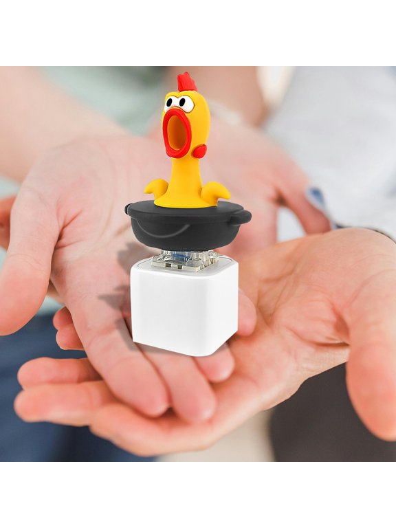 Screaming Chicken Prank Toy with Sound and Light, Funny Squawking Noise Gadget Keychain, Stress Relief Joke Tool for Parties, 2x1.6x1.2 Inches