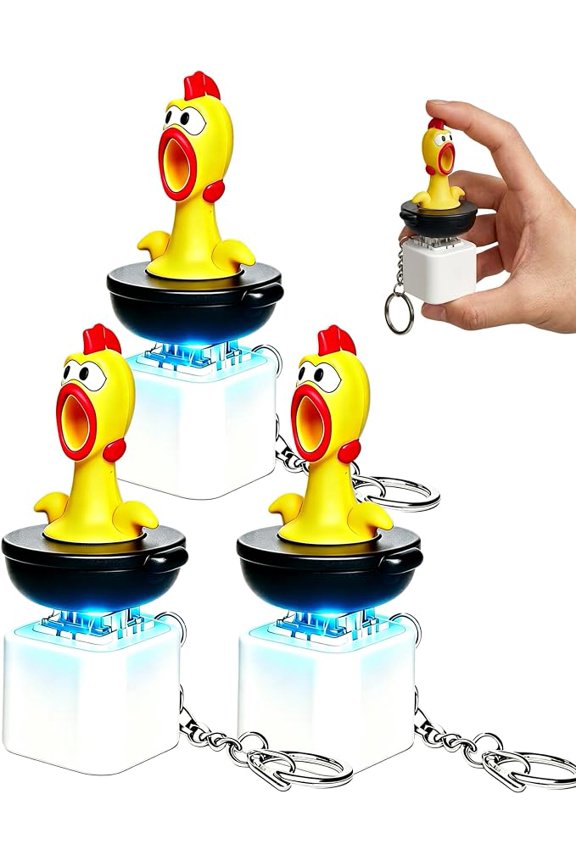 Screaming Chicken Sound Button Keychain 3Pcs, Chicken Clicker With Scream Sounds & LED Light, Funny Fidget Gadget For Adults