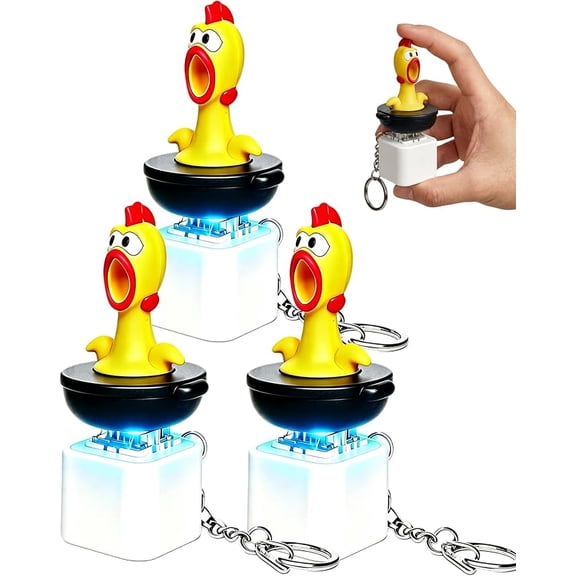 Screaming Chicken Sound Button Keychain 3Pcs, Chicken Clicker With Scream Sounds & LED Light, Funny Fidget Gadget For Adults