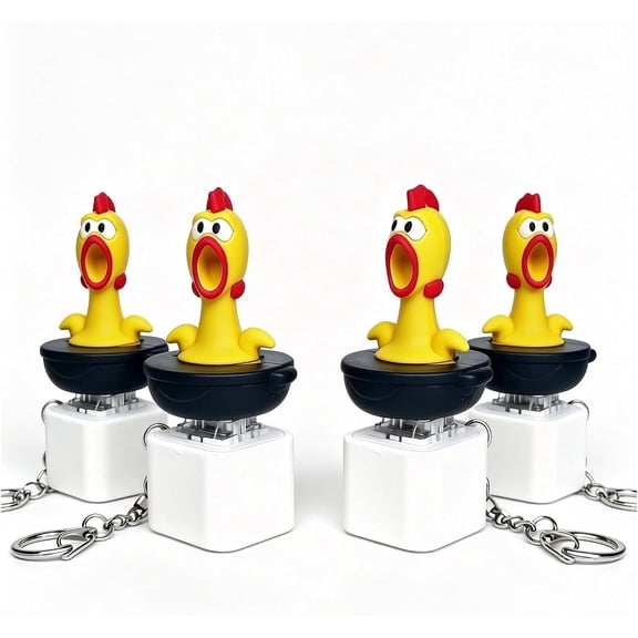 Screaming Chicken Sound Button Keychain,Chicken Keyboard Clicker Keychain With Scream Sounds & Led Light for Adults(4pcs)Q