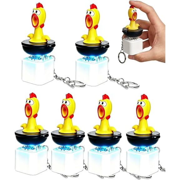 Screaming Chicken Sound Button Keychain, Chicken Keyboard Clicker Keychain with Scream Sounds & LED Light for Adults (1PC)