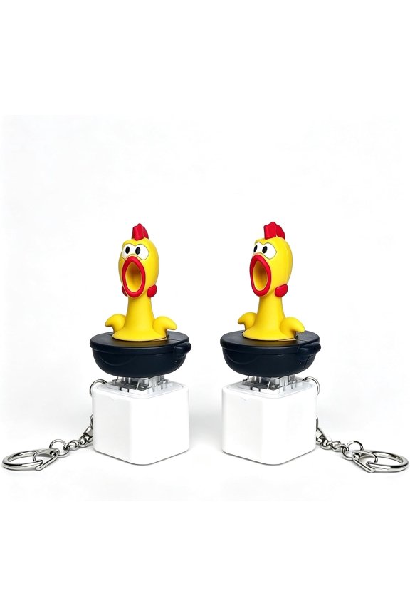 Screaming Chicken Sound Button Keychain, Chicken Scream Keychain