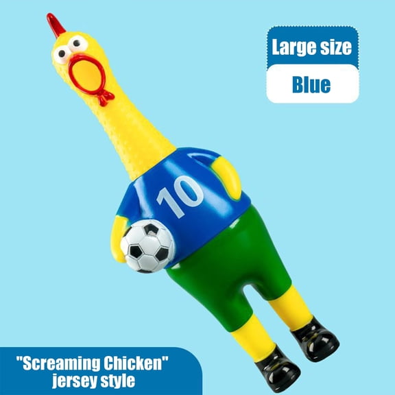 Screaming Chicken Squeaky Toy, 12.6" Large Rubber Soccer Jersey Chicken, Hilarious Noisemaking Stress Relief Toy