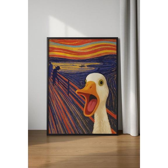 Screaming Duck Poster, Animal Poster, Scream Duck Poster, Trendy Poster, Duck Art, The Scream Art, Scream Poster, Stretched Canvas Size 12x18