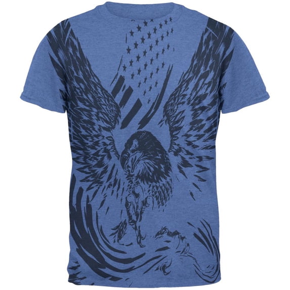 Screaming Eagle American Flag Mens T Shirt Heather Royal LG