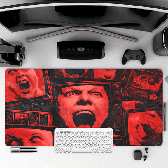Screaming Faces on Vintage TVs Mouse Pad 35.4 x 15.8 inches Rubber Desk Mat for Office Gaming Home Use