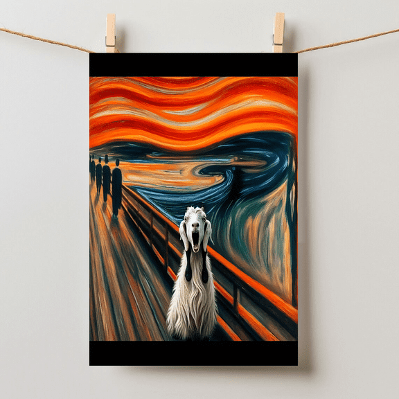 Screaming Funny Goat Meme Painting Vintage Wall Art Unframed Paper Poster 11x14in