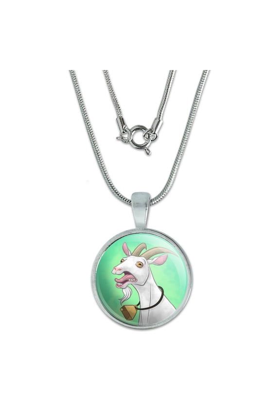 Screaming Goat 0.75" Pendant with Sterling Silver Plated Chain