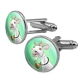 thumbnail image 1 of Screaming Goat Round Cufflink Set Silver Color, 1 of 5