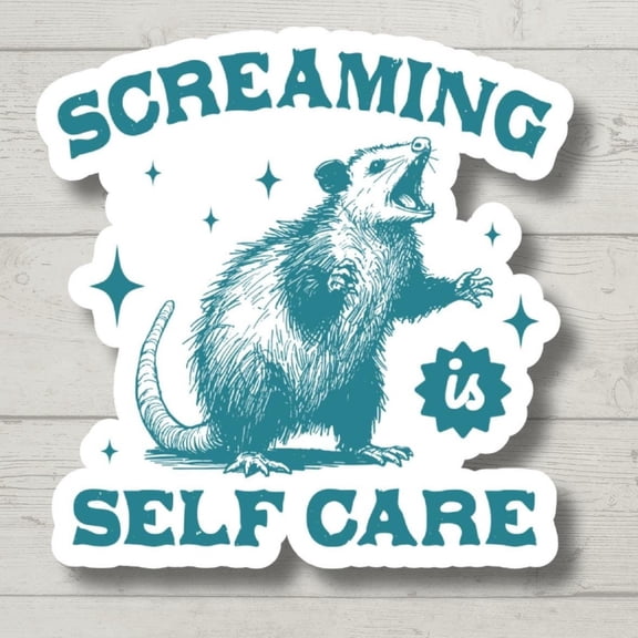 Screaming Is Self Care Possum Animal Sticker