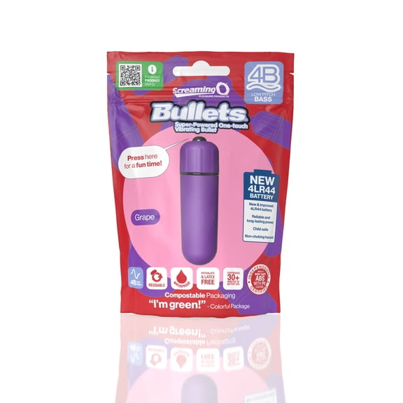 Screaming O 4B Bullet Vibrator, Grape, Waterproof, Travel Size