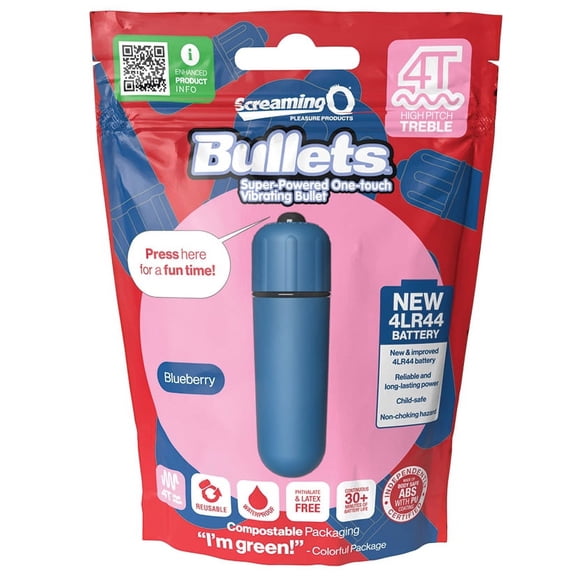 Screaming O 4T Bullet Vibrator, Blueberry
