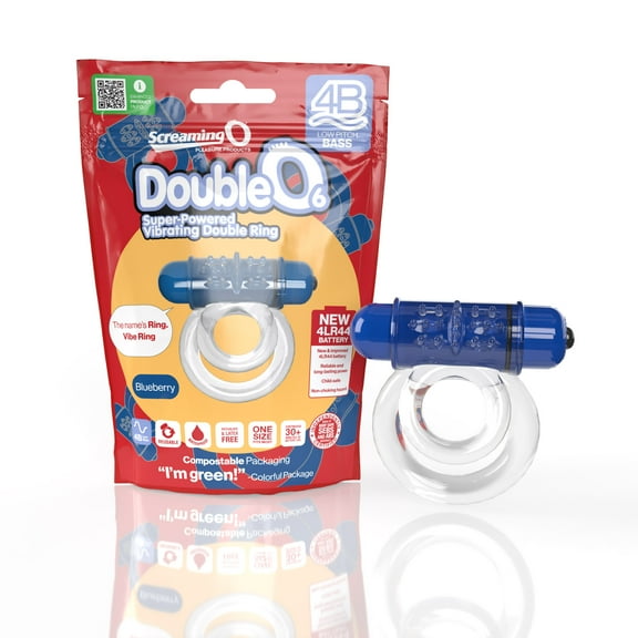 Screaming O 4B DoubleO 6 Penis Ring – Blueberry, Vibrating, Waterproof, Reusable