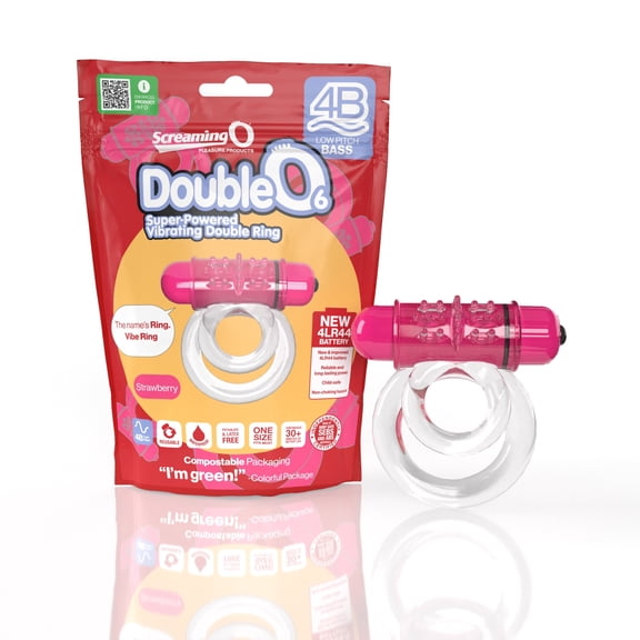 Screaming O 4B DoubleO 6 Vibrating Couples Ring Red Waterproof Silicone