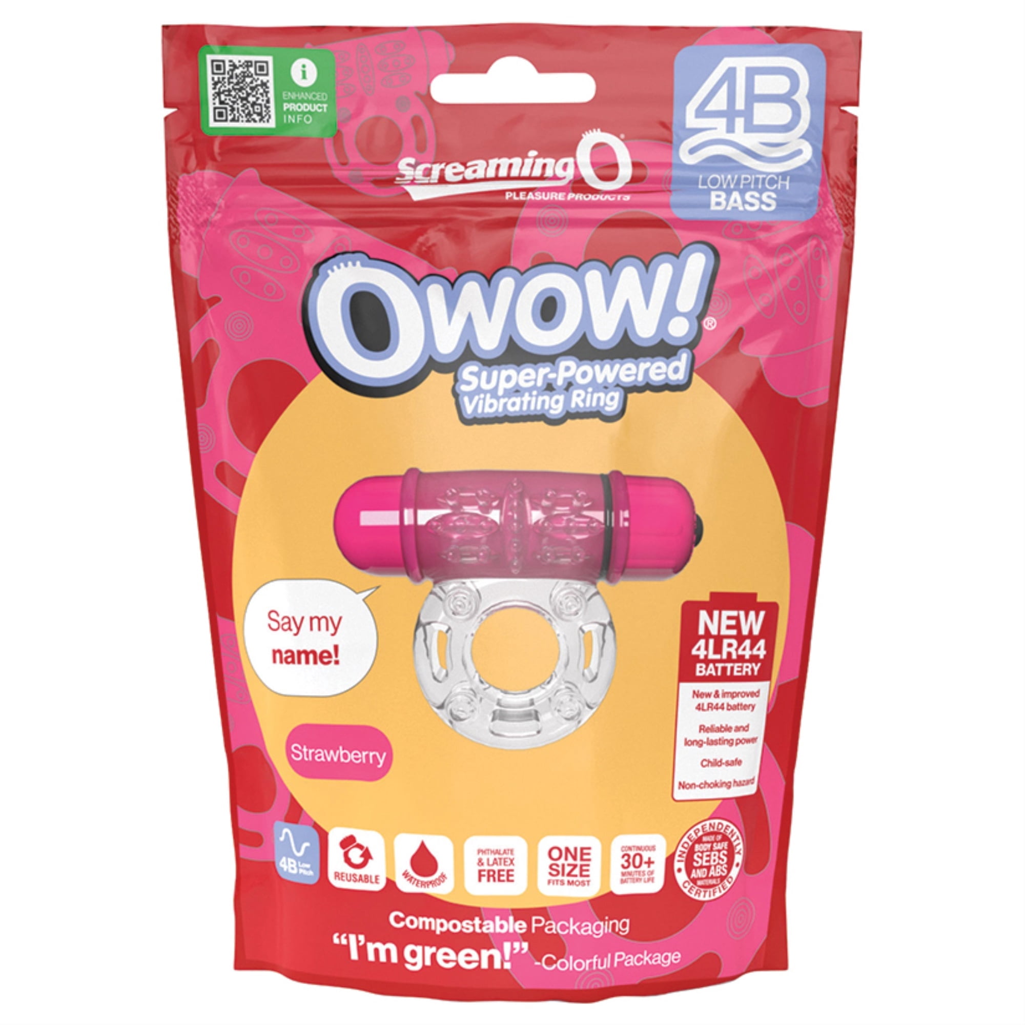 Screaming O 4B OWow Vibrating Couples Ring Red Waterproof Silicone -  Walmart.com