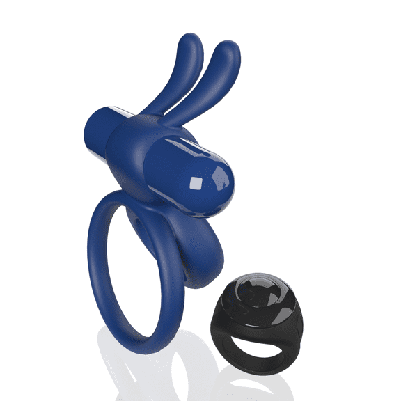 Screaming O Ohare Rechargeable Silicone Vibrating Penis Ring with Remote Control, Blue