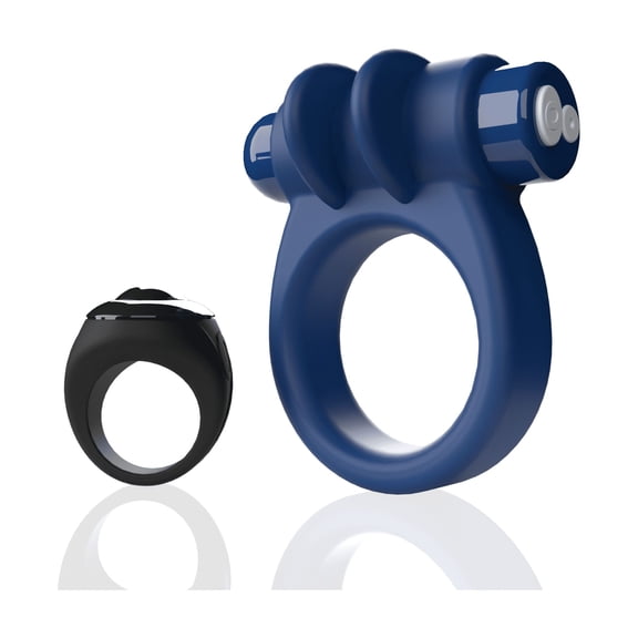 Screaming O Switch Silicone Rechargeable Vibrating Penis Ring with Remote Control, Blue