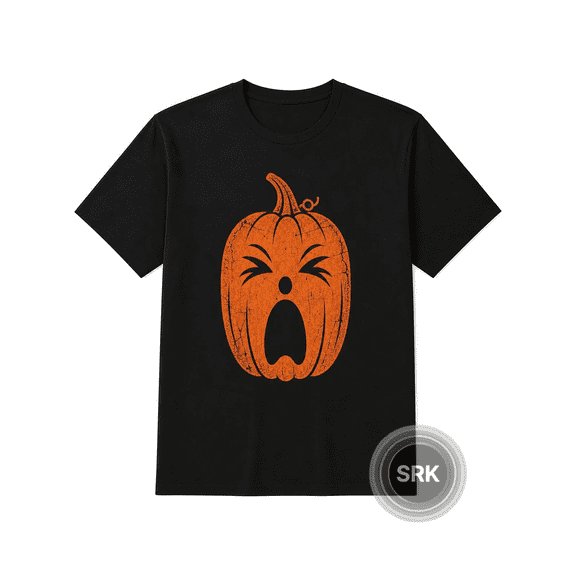 Screaming Pumpkin Face Vintage Graphic Crewneck Cotton Unisex T-Shirt