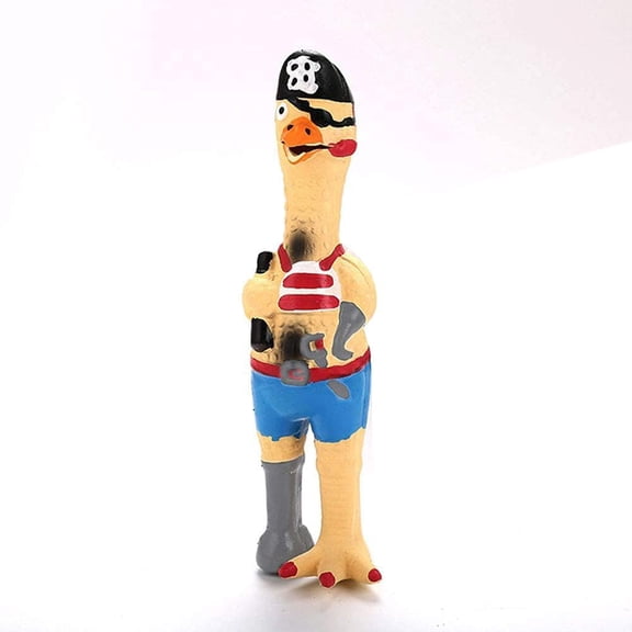 Screaming Rubber Chicken Dog Squeaky Toy, 9 Inch Tall, Latex Chew Molar Dog Toy (Pirate)
