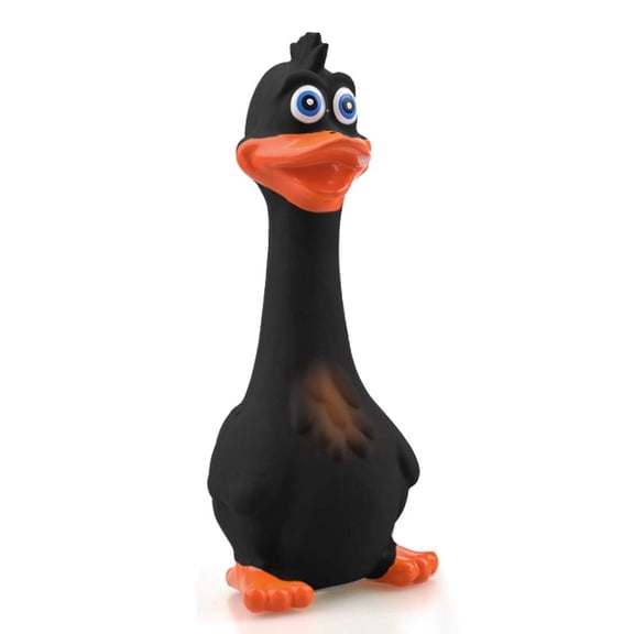 Vensio-Screaming Rubber Duck Squeaky Latex Chew Toy, Interactive Dog Boredom Relief-black-