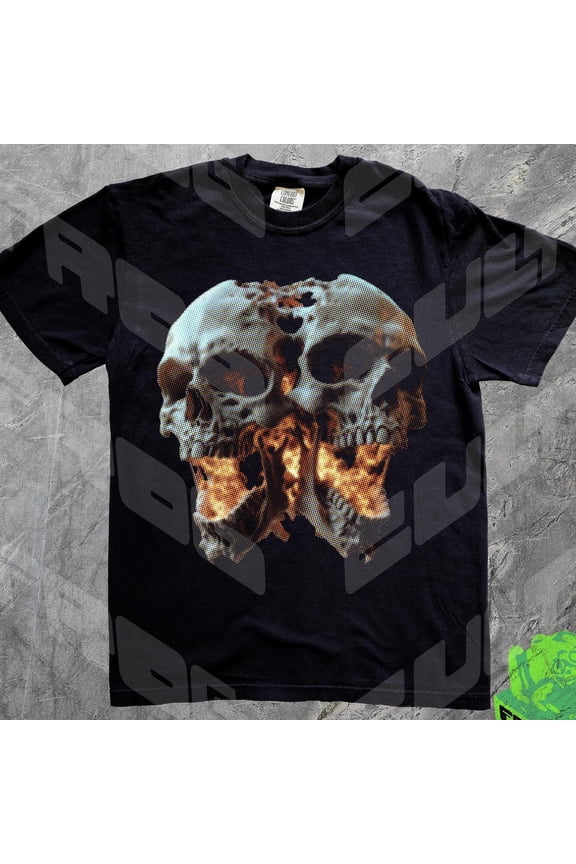 Screaming Skull 90S Skeleton Y2K Goth 2000S Emo Clothes Halftone T-Shirt , Vintage T-Shirt