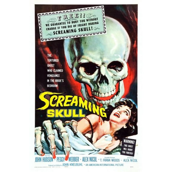Screaming Skull Movie Poster Entertainment Decor Art Poster 24x36 Unframed, Age: Adults, Rectangle Poster Time