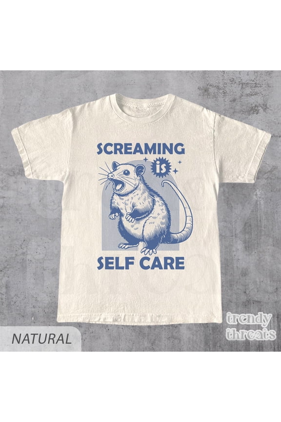 Screaming is Selfcare Rat Shirt, Funny Graphic Tee, Retro Funny Graphic Tees, Rat Shirt, M