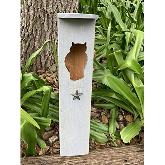 Screech Owl House - Nesting Box - Rectangular Opening (Owl Shaped Opening - Vintage Blue)
