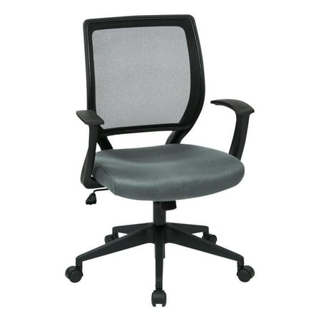 Office Star Products - Screen Back Task Chair with "T" Arms in Fun Colors fabric - Grey
