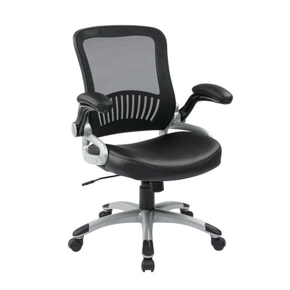 Screen Back and Bonded Leather Seat Managers Chair in Black