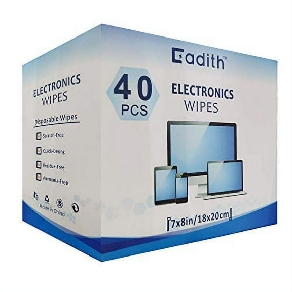 Screen Cleaner Cadith Electronic Wipes -Safely Clean Your Computer, Laptop, TV, Phone, and Tablet Screens - All Electronic Equipment - 8x7 Inches Screen Wipes(40PCS)