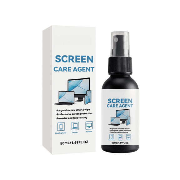 Screen Cleaner Spray Care Agent, Anti-Streak Anti-Fingerprint Screen Cleaning Solution for Cell Phone, Laptop, Monitor, TV, Tablet, Eyeglass Lens Cleaning,1.69 FL OZ.