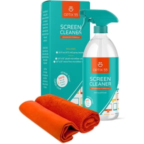 Screen Cleaner Spray Kit | 16oz Large Bottle TV Screen Cleaner Spray + 2 (15x15) Microfiber Cleaning Cloth for Computer Screen Monitor, LED LCD TV, Tablet, Phone, Laptop, Electronic Devices Cleaner
