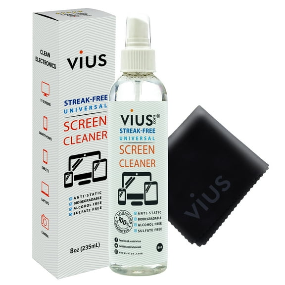 Screen Cleaner - vius Premium Screen Cleaner Spray for LCD LED TVs, Laptops, Tablets, Monitors, Phones, and Other Electronic Screens - Gently Cleans Fingerprints, Dust, Oil (8oz)