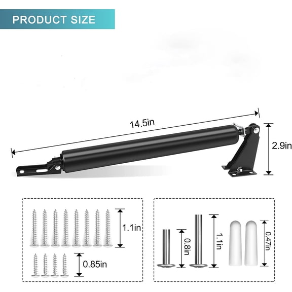 Screen Door Closer Kit - Pneumatic Closer Bracket, Adjustable Speed, Stable System, Opener and Closer 1Pack (Black)$$Tools & Hardware Other