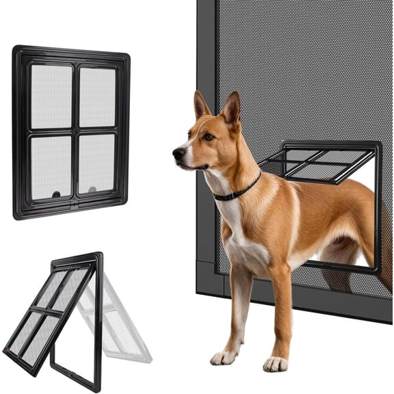 Screen Door for Sliding Doors, Inner 12"x16" Lockable  Self-Closing Flap  Passage for Medium to Large Dogs & Cats, Lightweight, Easy Install