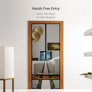Screen Door with Heavy Duty Mesh Curtain and Full Frame Seal Fits Door Size up to 36"-82"