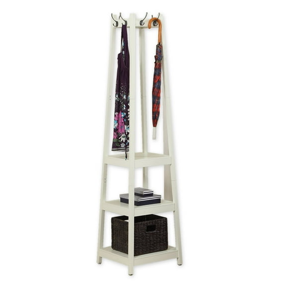 74 in. Alber Wood Hall Stand in White
