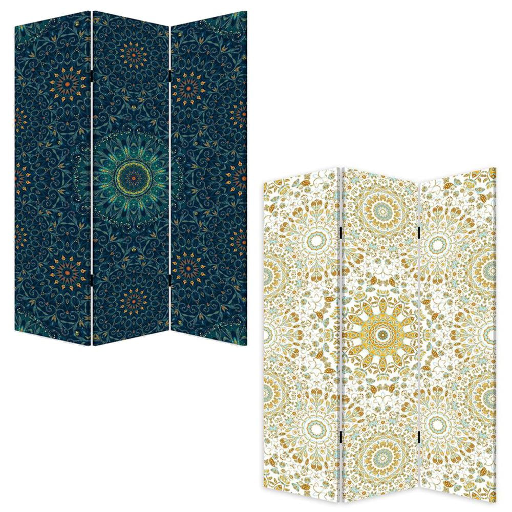 72 x 48 Inch Boho Chic Canvas Folding Room Divider