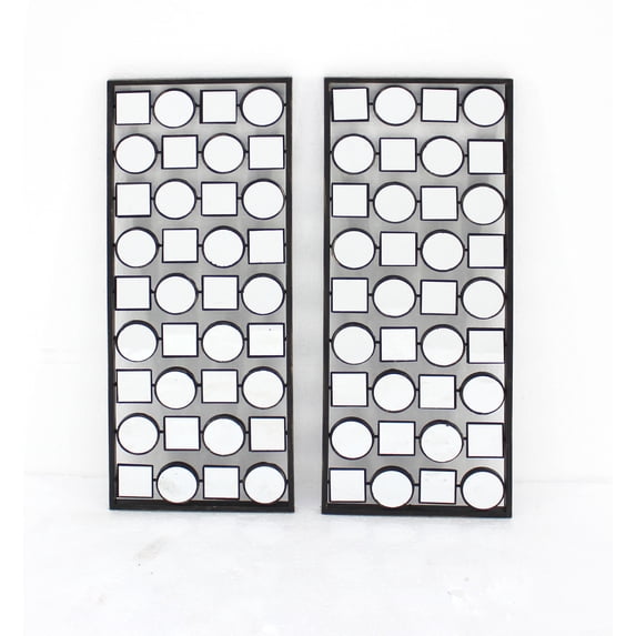 Metal Wall Plaque With Mirror-Quantity:Set of 2