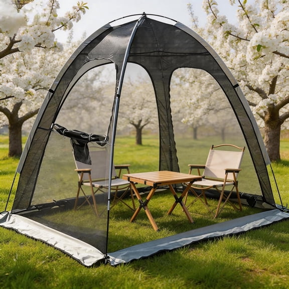Screen House Mesh Tent, 1-2 Person Patio Backyard Tent, Full Ventilation, 5-Min Easy Setup, Lightweight Compact Storage, Outdoor Patio House for Spring Summer Camping & Garden