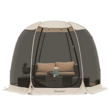Screen House Room Camping Beige Instant Canopy Pop Up Sun Shade Gazebo 10X10