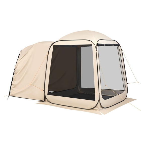 Screen House Tent 6x6 ft, 4-6 Person Pop Up Tent, Portable Screened Canopy for Camping, Tailgate, Garden, Beige