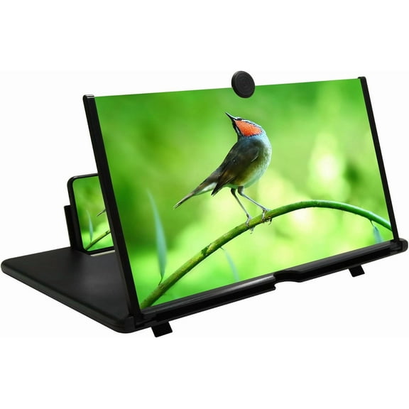 Screen Magnifier for Cell Phone, 10-inch Foldable 3D HD Mobile Phone Projector, Portable Movie Screen Amplifier with Stand, Blue Light Blocking for iPhone & Android Smartphones