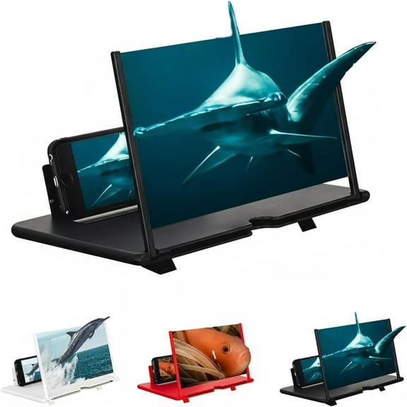 Screen Magnifier Version – 2025 Upgraded HD 3D Foldable Phone Screen Amplifier, Portable 10–20 Inch Smartphone Magnifier for Watching Movies, Videos & Gaming (Black,12")