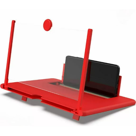 Screen Magnifier Version, Projector Screen Amplifier, Pull-Out Phone Screen Magnifier, 2026 New Mobile Phone 3D HD Magnifying Projector Screen Enlarger (Red, 12 inches)