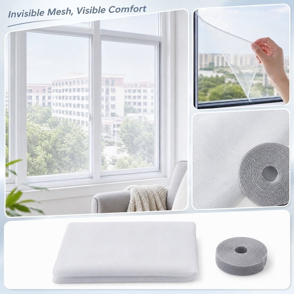 Screen Mesh Roll, Door Screen Mesh, Balcony Screen Mesh, Breathable Screen Mesh, 60X60 Inch 1Pc Low-Profile Polyester Bug Net, Flexible Cuttable Material, Fits Standard Window
