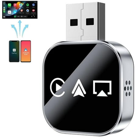Screen Mirroring Adapter, 2026 Upgrade 3 in 1 Wireless Carplay Mirror Link Adapter for Cars with Built-in Wired Carplay, Compatible with iPhone/Airplay/Android Auto
