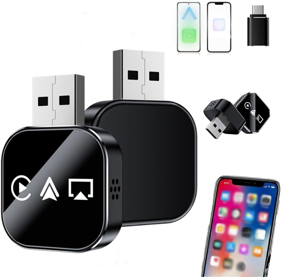 Dongle De Conversion Sans Fil Pour écran De Voiture – Plug-and-play, Miroirage D’écran Smartphone – Compact 1,71x1,18x0,39 Pouces