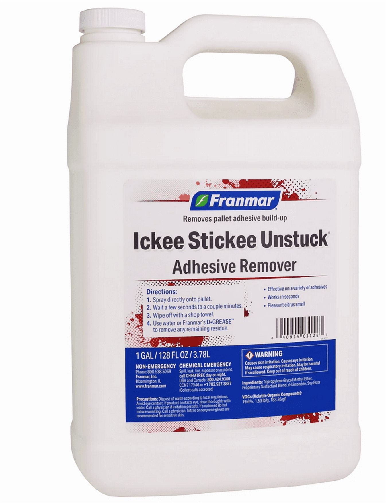 Screen Printing Cleaner - Franmar Adhesive Remover (1 Gallon) - Ickee Stickee Unstuck - Silk Screen Supplies